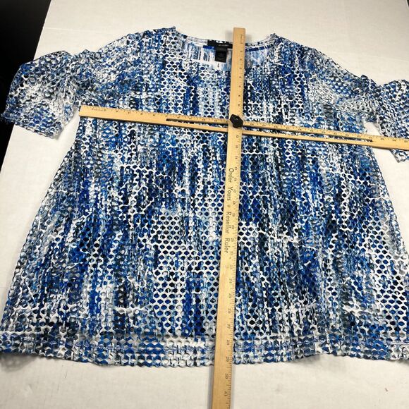 Ali Miles Tunic Shirt Abstract Print 3/4 Sleeve Wearable Art Casual Textured 1X - Picture 5 of 10